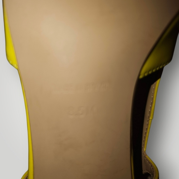 Steve Madden Legaci Pointed-Toe Yellow Patent Leather Slingback Kitten Heels - Picture 9 of 9